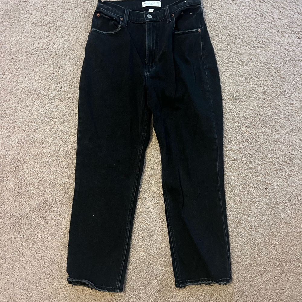 Abercrombie & Fitch Curve Love Ankle Straight Ultra High Rise Black Jenas